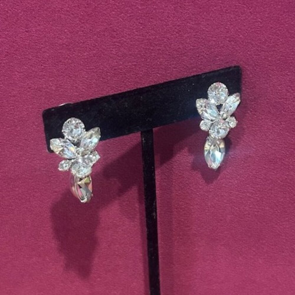 EISENBERG Designer Clear Marquis/Chaton Rhinestones Dangle EARRINGS